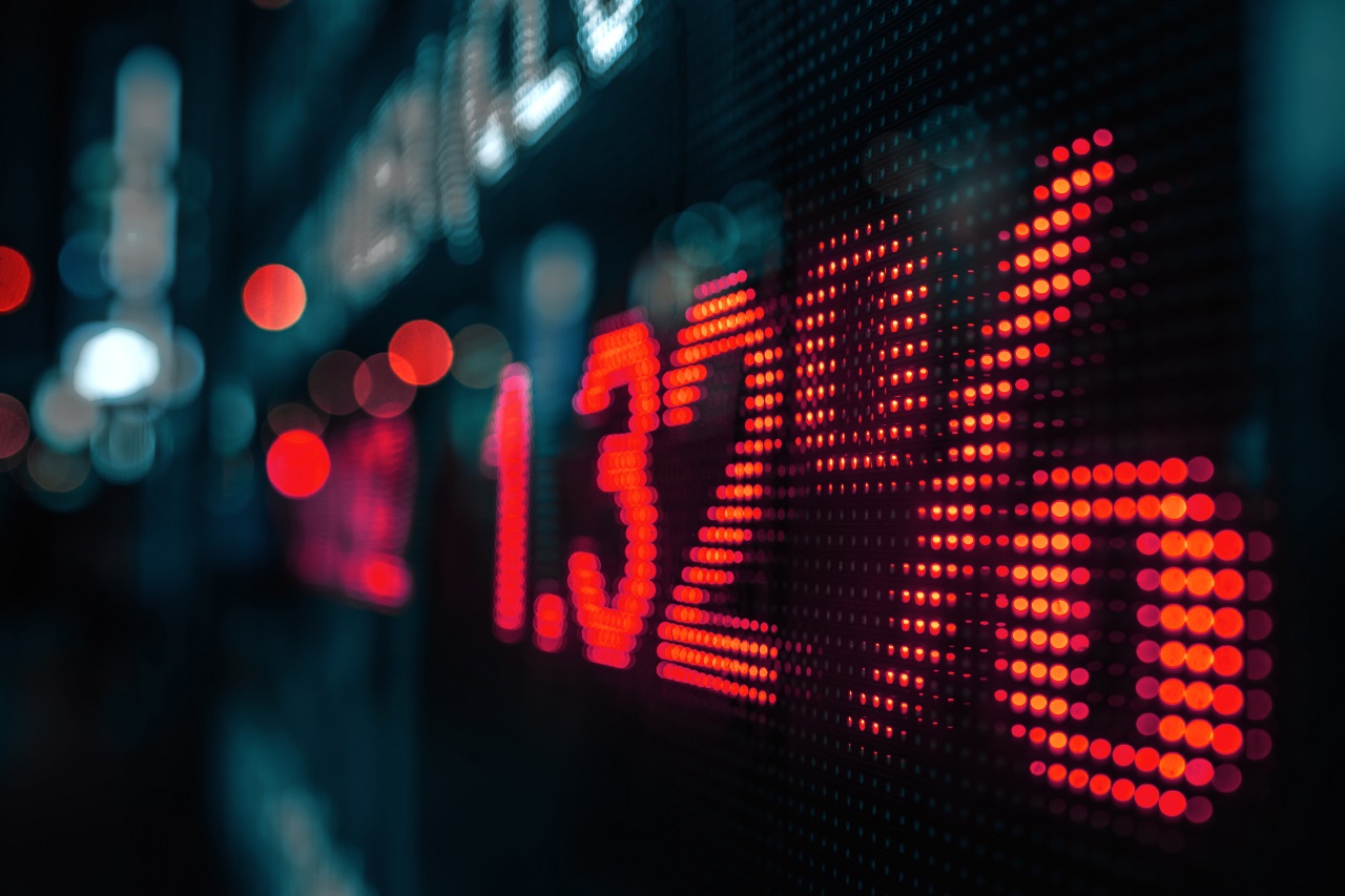A close-up of a stock market change