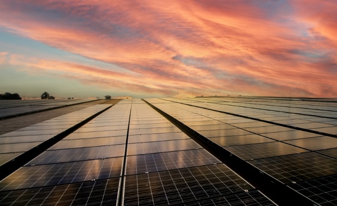 Solar-panels-red-sky